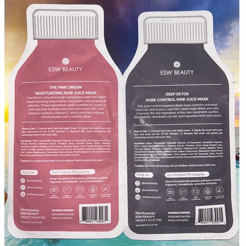 ESW Beauty Raw Juice Mask Set‎ Pink Dream Moisturizing Deep Detox Pore Control